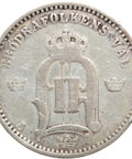 1875 ST 25 Öre Sweden Coin Silver Oscar II
