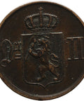 1876 1 Øre Norway Coin Oscar II
