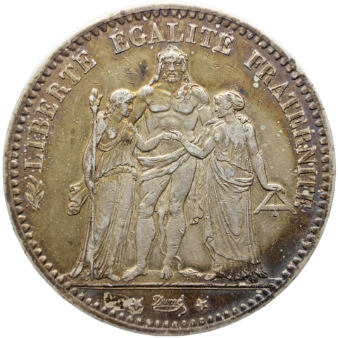1876 A 5 Francs France Coin Silver Paris Mint Hercules