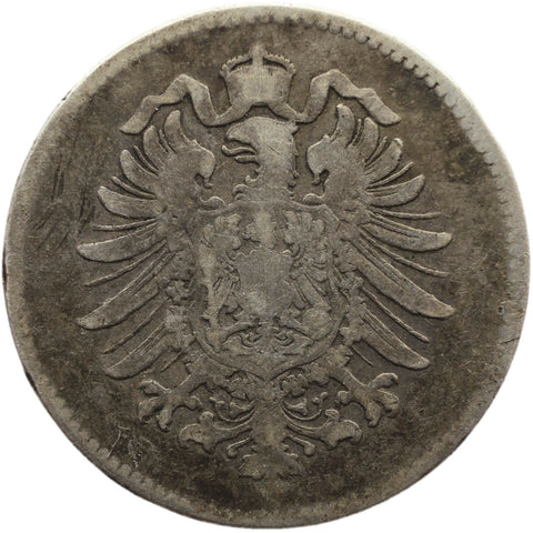 1876 Germany One Mark Wilhelm I Coin Silver (type 1 - large shield)