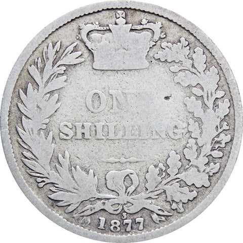 1877 Shilling Victoria Queen Great Britain Silver Coin British