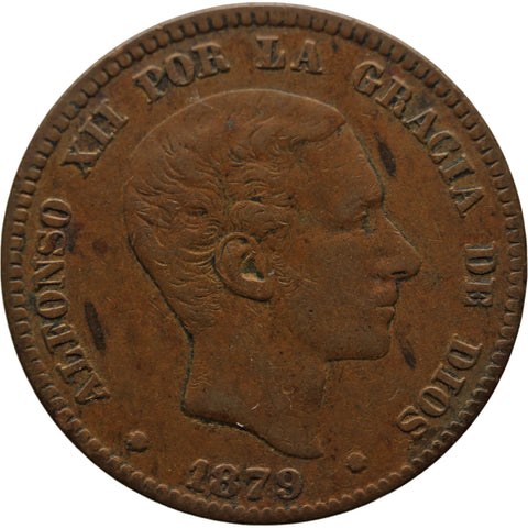 1879 10 Centimos Spain Coin Alfonso XII