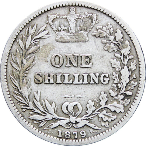 1879 Shilling Victoria Queen Great Britain Silver Coin British