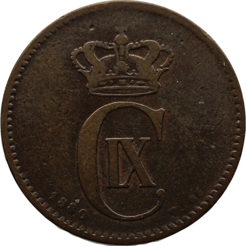 1880 2 Ore Denmark Coin Christian IX