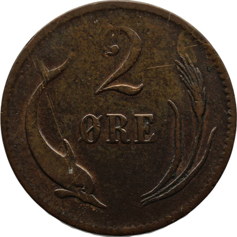 1880 2 Ore Denmark Coin Christian IX