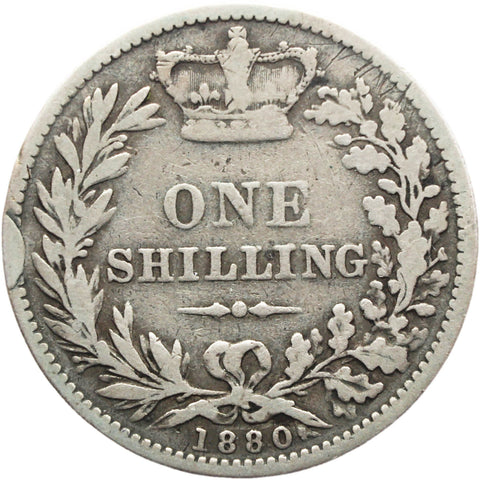 1880 Shilling Victoria Queen Great Britain Silver British Coin