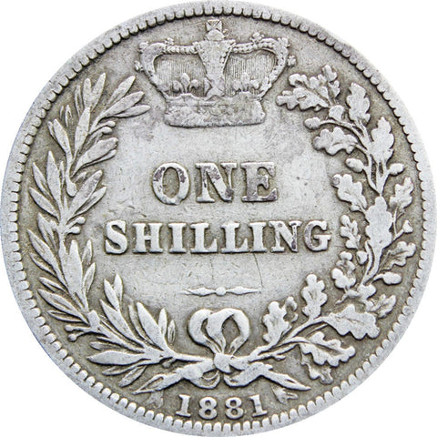 1881 Shilling Victoria Queen Great Britain Silver Coin British