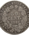 1882 A 50 Centimes France Coin Silver