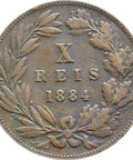 1884 10 Reis Luíz I Portugal Coin