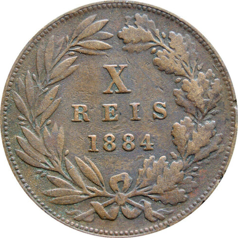 1884 10 Reis Luíz I Portugal Coin