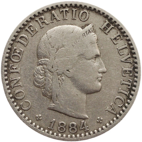 1884 20 Rappen Switzerland Coin