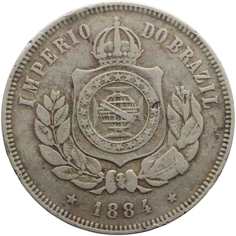 1884 Brazil 200 Reis Coin Pedro II