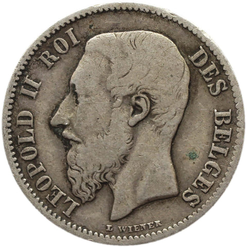 1886 50 Centimes Belgium Coin Silver Leopold II French text