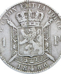 1886 Belgium Leopold II Silver One Franc French Text