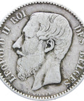1886 Belgium Leopold II Silver One Franc French Text