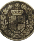 1886 One Lira Italy Umberto I Silver Coin
