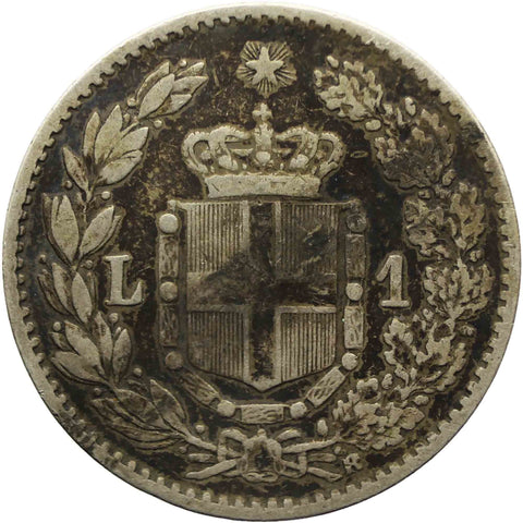 1886 One Lira Italy Umberto I Silver Coin