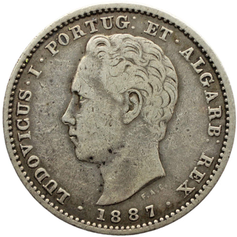 1887 200 Reis Portugal Coin Luís I Silver