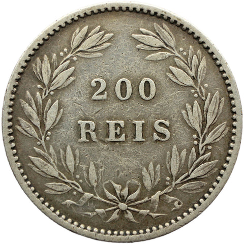 1887 200 Reis Portugal Coin Luís I Silver