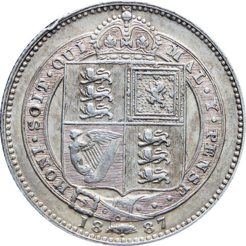 1887 Great Britain Queen Victoria Shilling Silver Coin