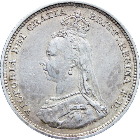 1887 Great Britain Queen Victoria Shilling Silver Coin