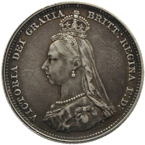1887 Shilling Queen Victoria Great Britain Silver Coin