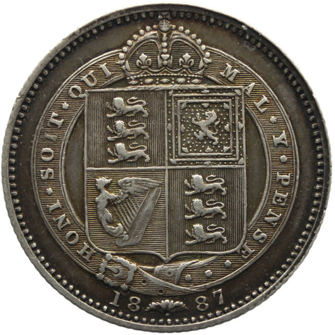 1887 Shilling Queen Victoria Great Britain Silver Coin
