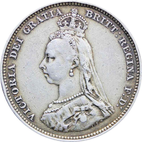 1887 Shilling Queen Victoria Great Britain Silver Coin