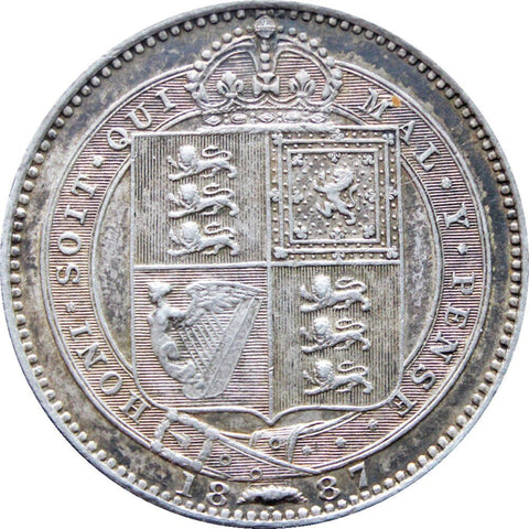 1887 Shilling Queen Victoria Great Britain Silver Coin