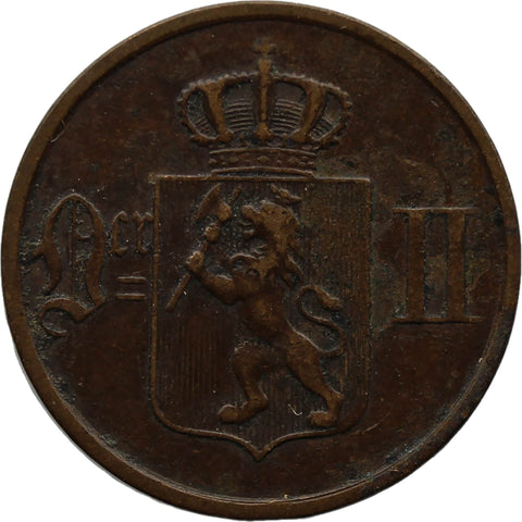 1889 1 Øre Norway Coin Oscar II