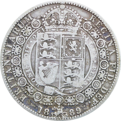 1889 Great Britain Victoria Silver Half Crown Coin