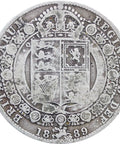 1889 Great Britain Victoria Silver Half Crown Coin