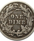 1889 One Dime United States Silver Coin Seated Liberty