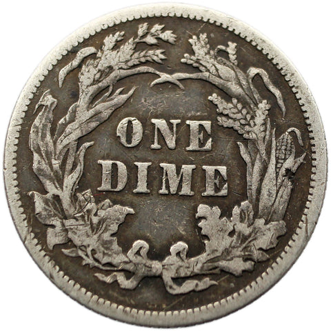 1889 One Dime United States Silver Coin Seated Liberty