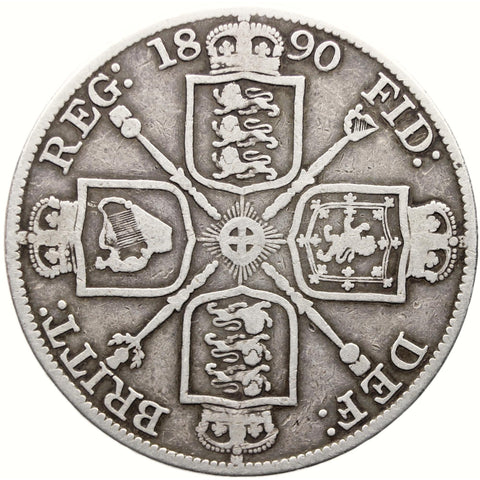 1890 Double Florin Victoria Silver UK Coin