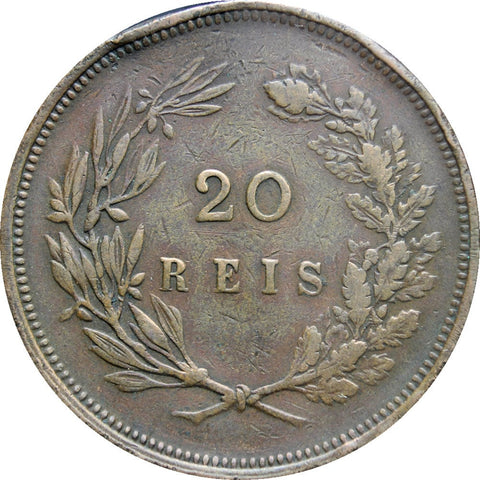 1891 20 Reis Coin Carlos I Portugal