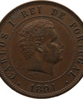 1891 20 Reis Portugal Coin Carlos I