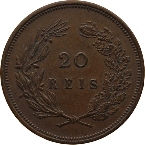 1891 20 Reis Portugal Coin Carlos I