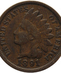 1891 One Cent United States Indian Head Coin