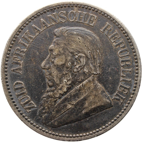 1892 2 1/2 Shilling South Africa Coin Paul Kruger Silver