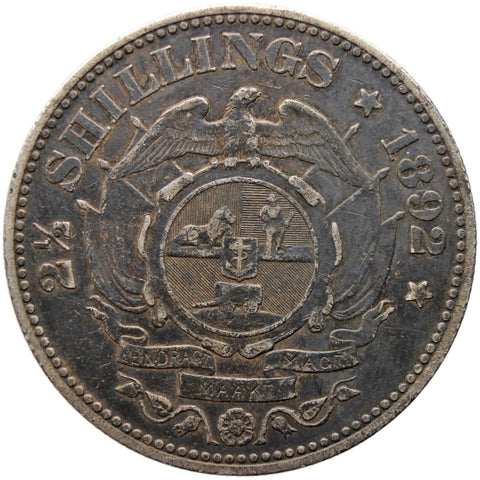 1892 2 1/2 Shilling South Africa Coin Paul Kruger Silver