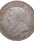 1892 5 Shilling South Africa Crown Silver Coin Paul Kruger Single Shaft