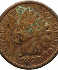 1892 One Cent US Coin Indian Head