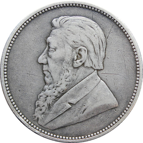 1892 Two Shilling South Africa ZAR Paul Kruger Silver Coin