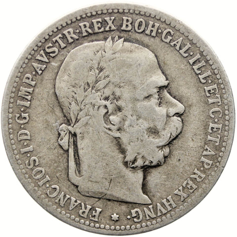 1893 1 Korona Austria Coin Franz Joseph I Silver