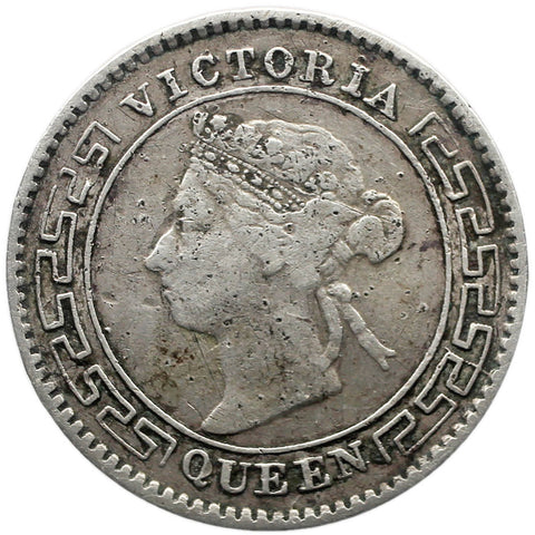 1893 10 Cents Ceylon Victoria Coin Silver