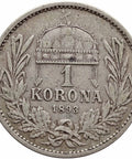 1893 KB 1 Korona Hungary Franz Joseph I Silver Coin