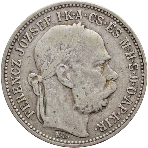 1893 KB 1 Korona Hungary Franz Joseph I Silver Coin
