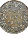 1893 One Cent Canada Queen Victoria Coin Bronze