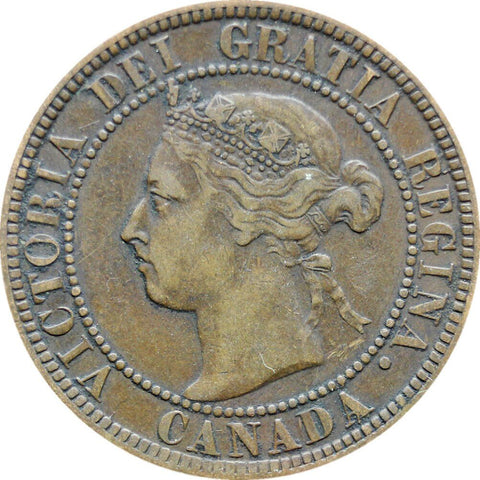 1893 One Cent Canada Queen Victoria Coin Bronze